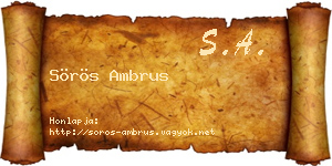 Sörös Ambrus névjegykártya